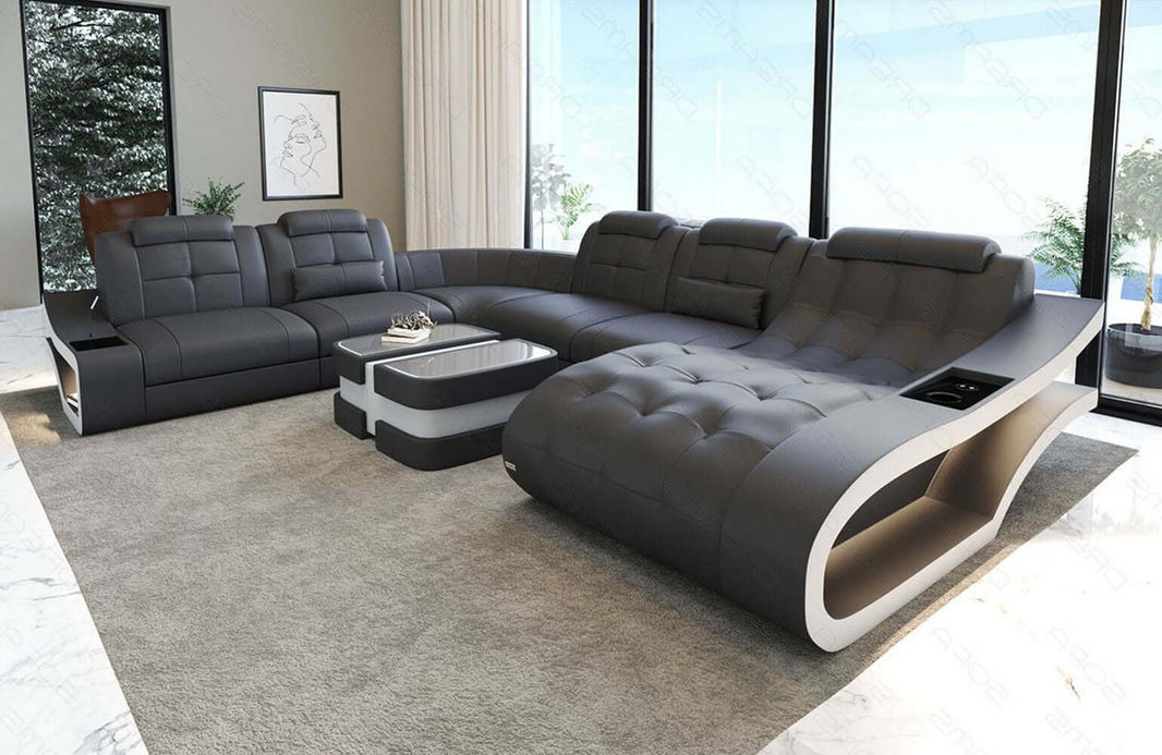 Leder Wohnlandschaft Elegante XXL U-Form