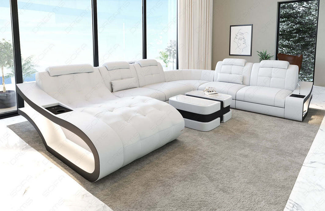 Leder Wohnlandschaft Elegante XXL U-Form