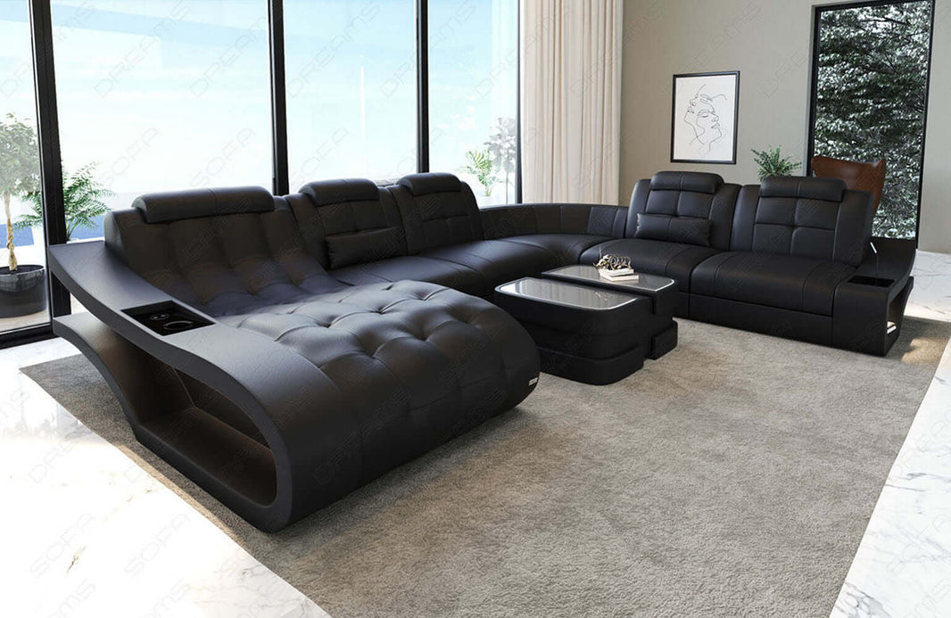 Leder Wohnlandschaft Elegante XXL U-Form