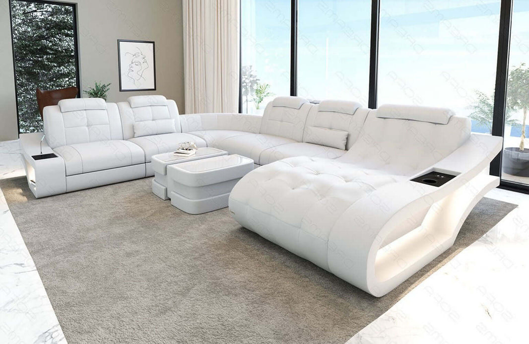 Leder Wohnlandschaft Elegante XXL U-Form