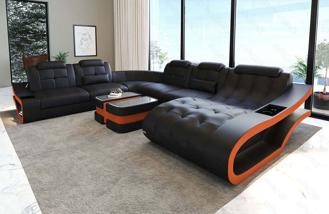 Leder Wohnlandschaft Elegante XXL U-Form