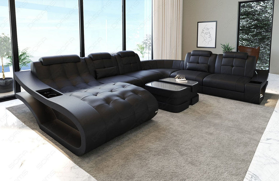 Leder Wohnlandschaft Elegante XXL U-Form