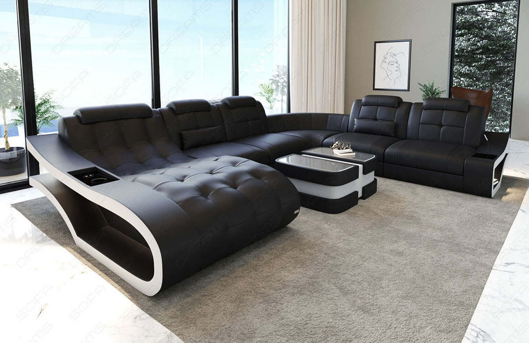 Leder Wohnlandschaft Elegante XXL U-Form