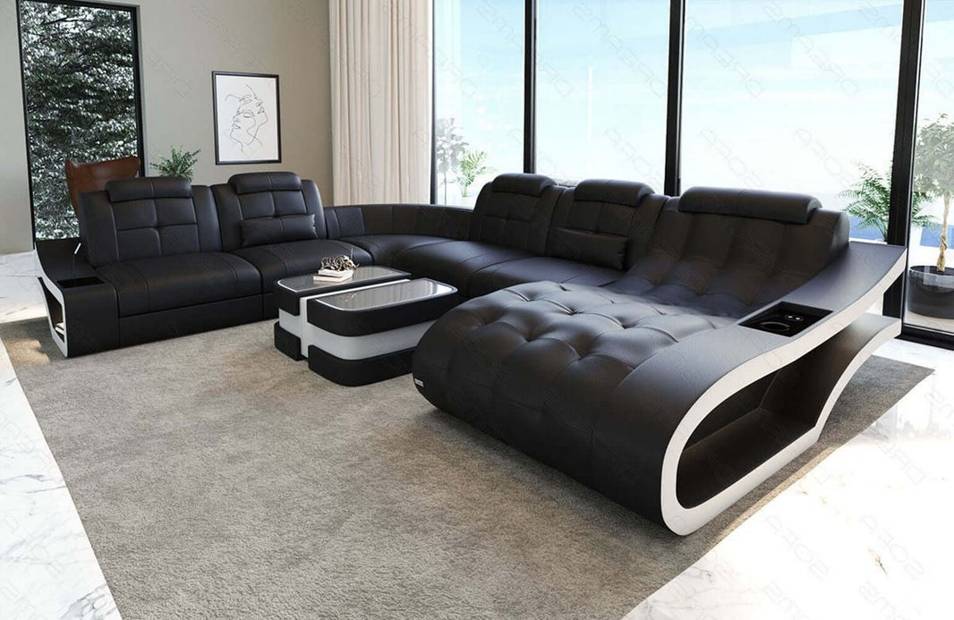 Leder Wohnlandschaft Elegante XXL U-Form