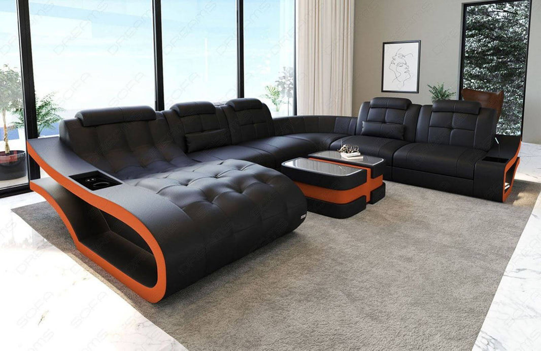 Leder Wohnlandschaft Elegante XXL U-Form