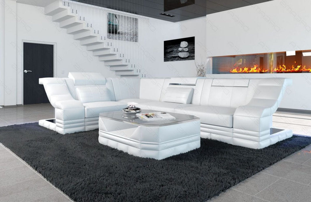 Mini Ecksofa Bianchi L-Form aus Leder