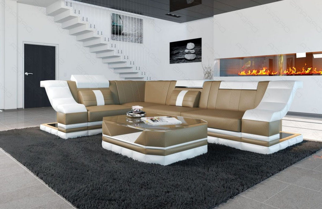 Mini Ecksofa Bianchi L-Form aus Leder