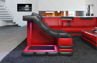 Mini Ecksofa Bianchi L-Form aus Leder Rot-Schwarz