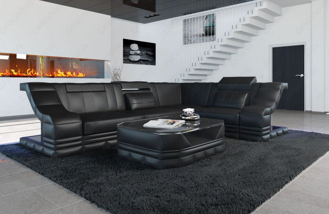 Couch Bianchi L-Form in Leder
