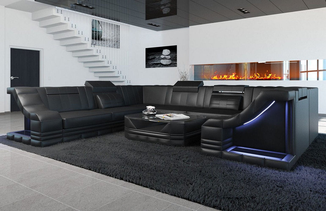 Mini Sofa Bianchi U-Form aus Leder