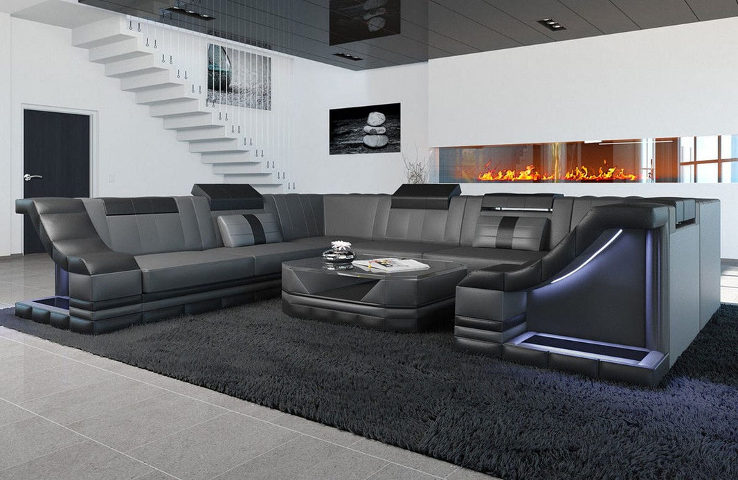 Mini Sofa Bianchi U-Form aus Leder