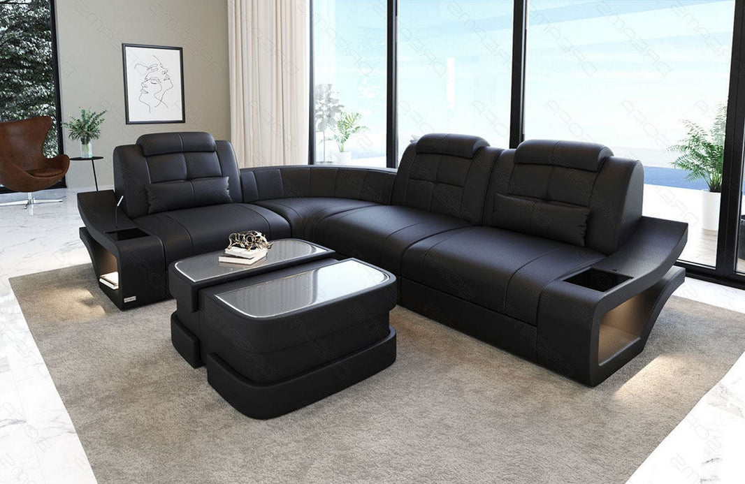 Mini Couch Elena L-Form in Leder