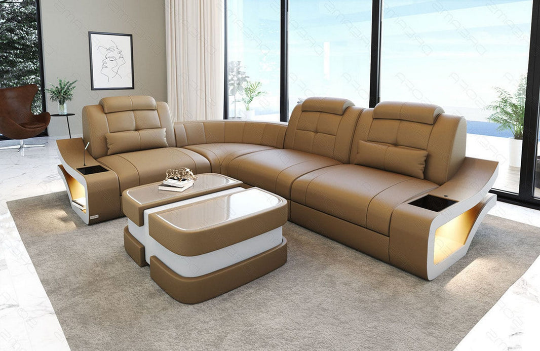 Ecksofa Elena Eleganz L-Form aus Leder