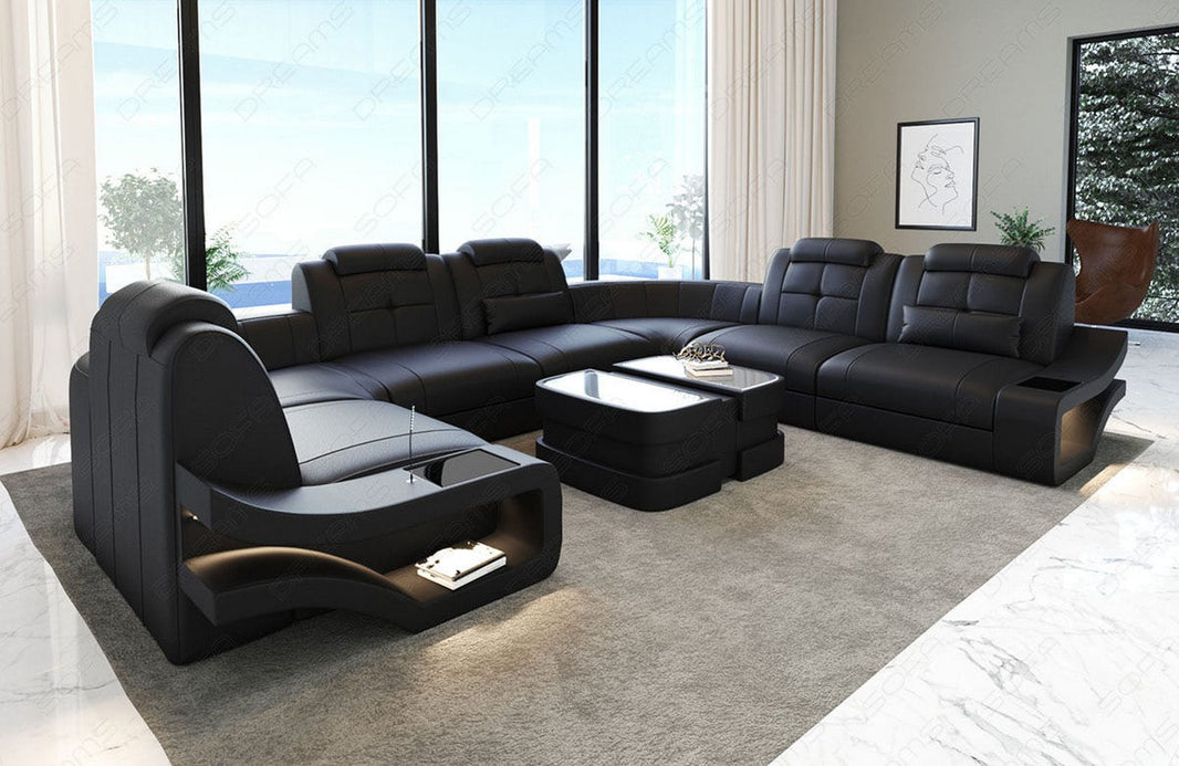 Mini Wohnlandschaft Elena U-Form aus Leder