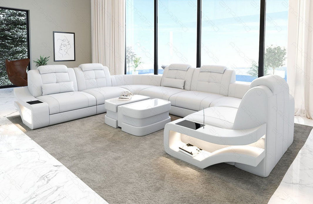 Mini Wohnlandschaft Elena U-Form aus Leder