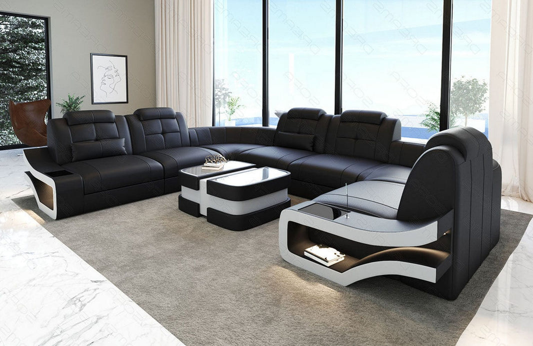 Mini Wohnlandschaft Elena U-Form aus Leder