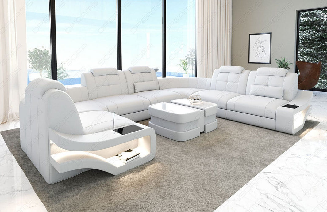 Mini Wohnlandschaft Elena U-Form aus Leder