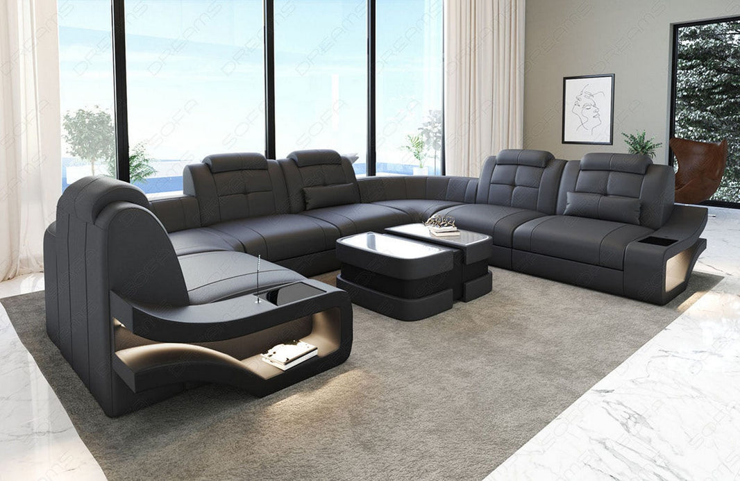 Mini Wohnlandschaft Elena U-Form aus Leder