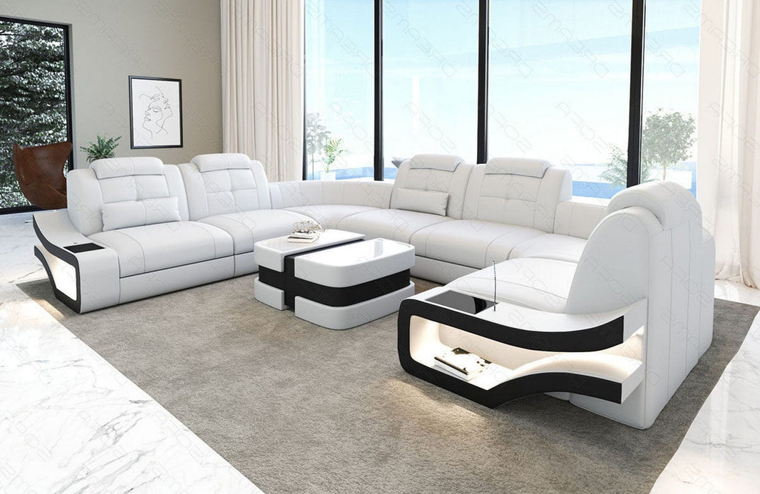 Mini Wohnlandschaft Elena U-Form aus Leder