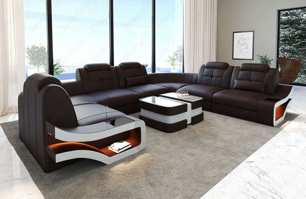 Mini Wohnlandschaft Elena U-Form aus Leder