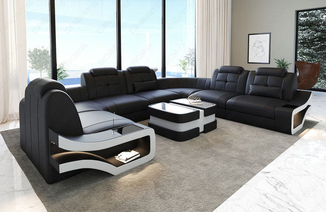 Mini Wohnlandschaft Elena U-Form aus Leder