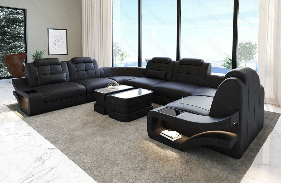 Mini Wohnlandschaft Elena U-Form aus Leder