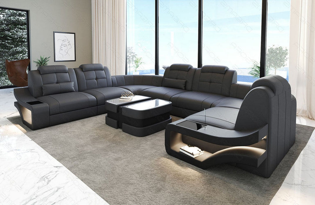 Mini Wohnlandschaft Elena U-Form aus Leder