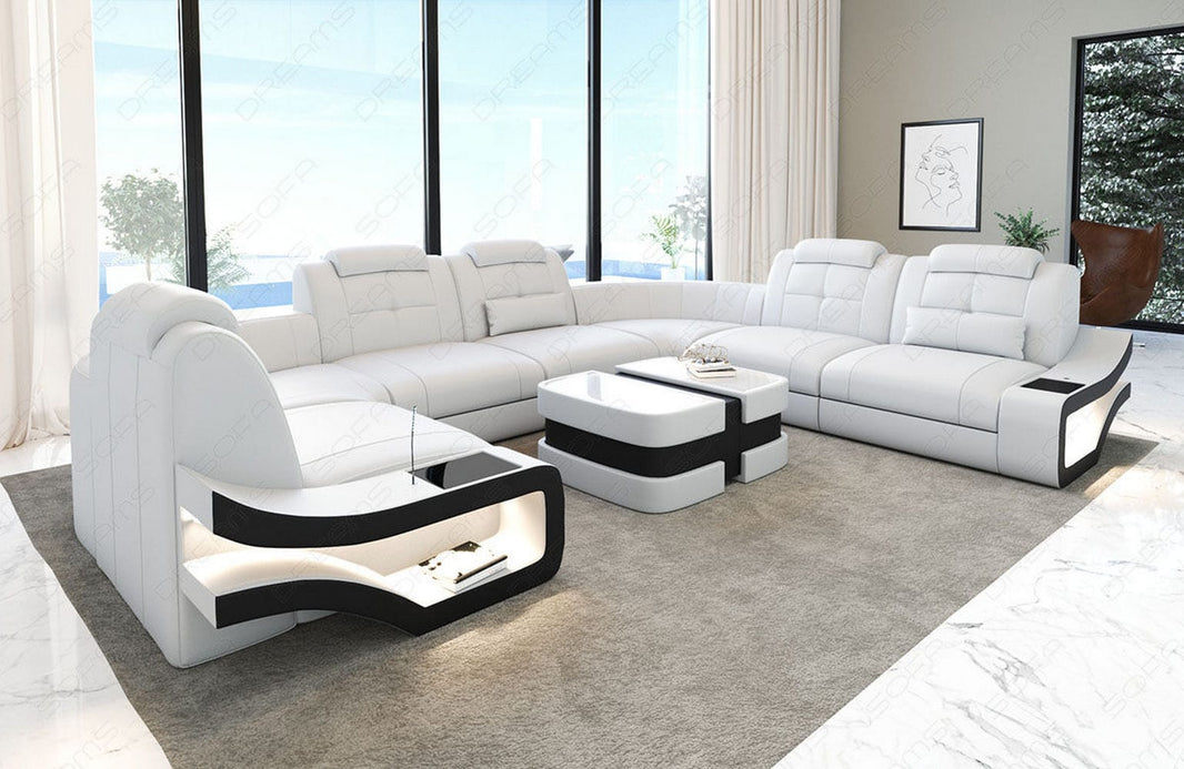 Mini Wohnlandschaft Elena U-Form aus Leder