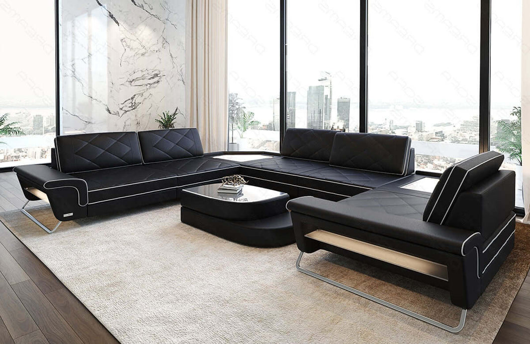 Leder Couch Sepino U-Form