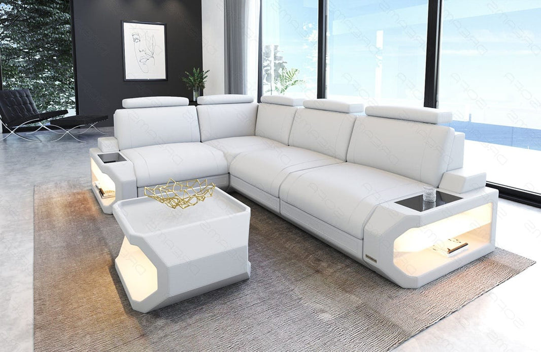 Couch Siena L-Form in Leder