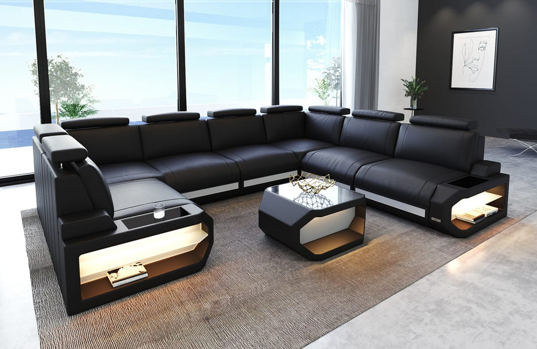 Designsofa Siena U-Form aus Leder