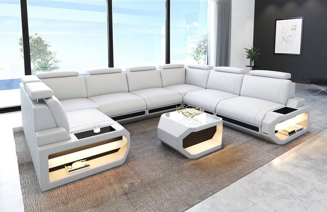 Designsofa Siena U-Form aus Leder