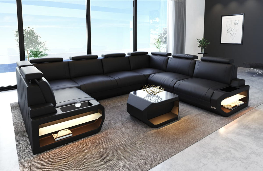 Designsofa Siena U-Form aus Leder