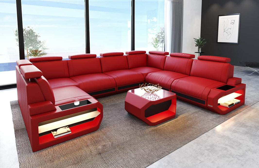 Designsofa Siena U-Form aus Leder