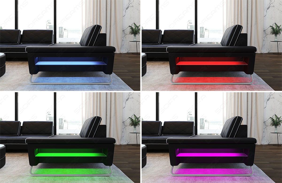Couch Rotello L-Form in Leder schwarz-weiß