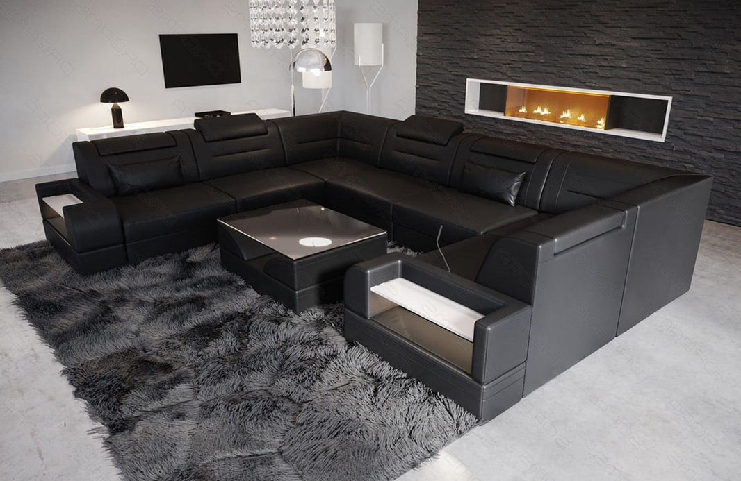 Mini Sofa Trivento U-Form aus Leder