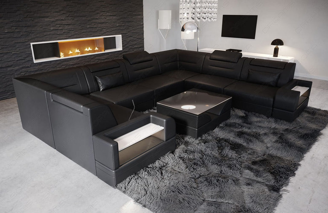 Mini Sofa Trivento U-Form aus Leder