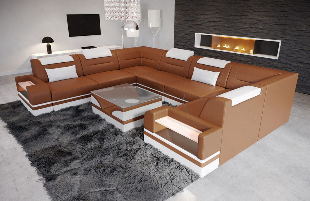 Mini Sofa Trivento U-Form aus Leder