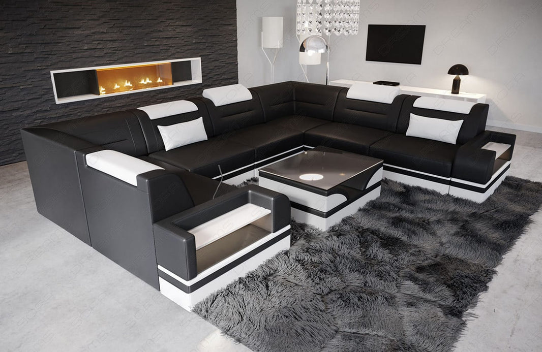 Mini Sofa Trivento U-Form aus Leder
