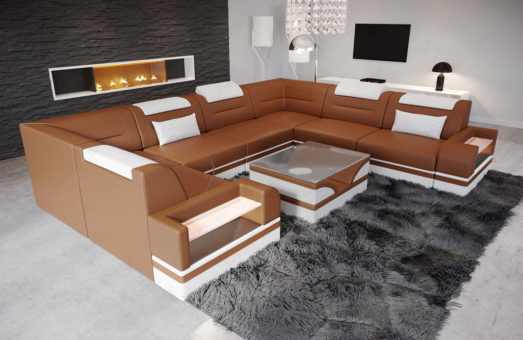 Mini Sofa Trivento U-Form aus Leder