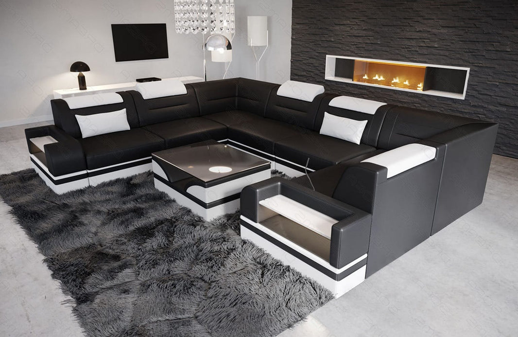 Mini Sofa Trivento U-Form aus Leder