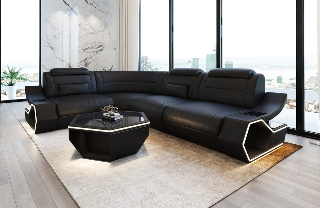 Couch Pescara L-Form in Leder