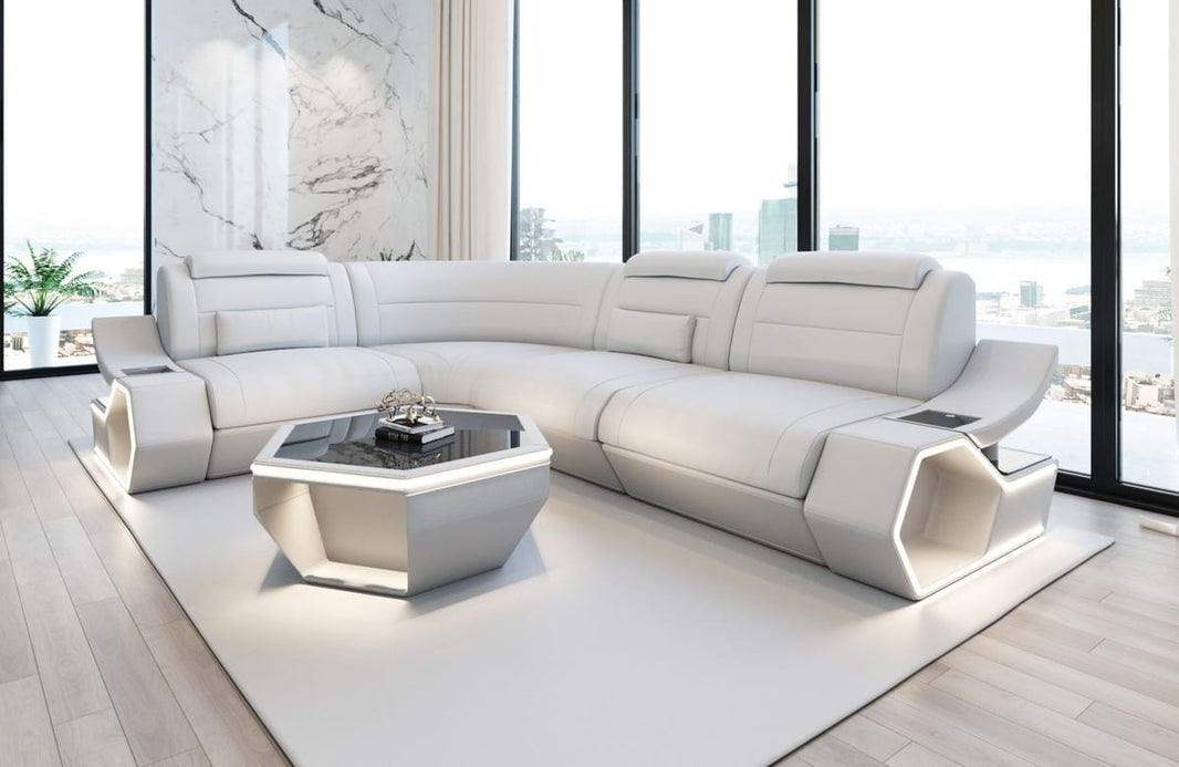 Couch Pescara L-Form in Leder