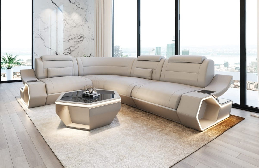 Couch Pescara L-Form in Leder