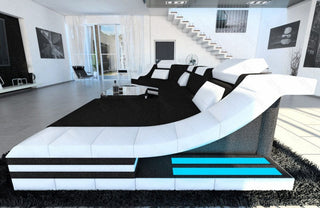 Sofa Turino C-Form in Stoff Schwarz-Weiß