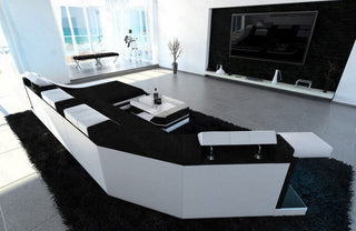 Sofa Turino C-Form in Stoff Schwarz-Weiß