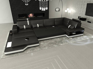 Stoff Wohnlandschaft Messana U-Form Grau-Weiß