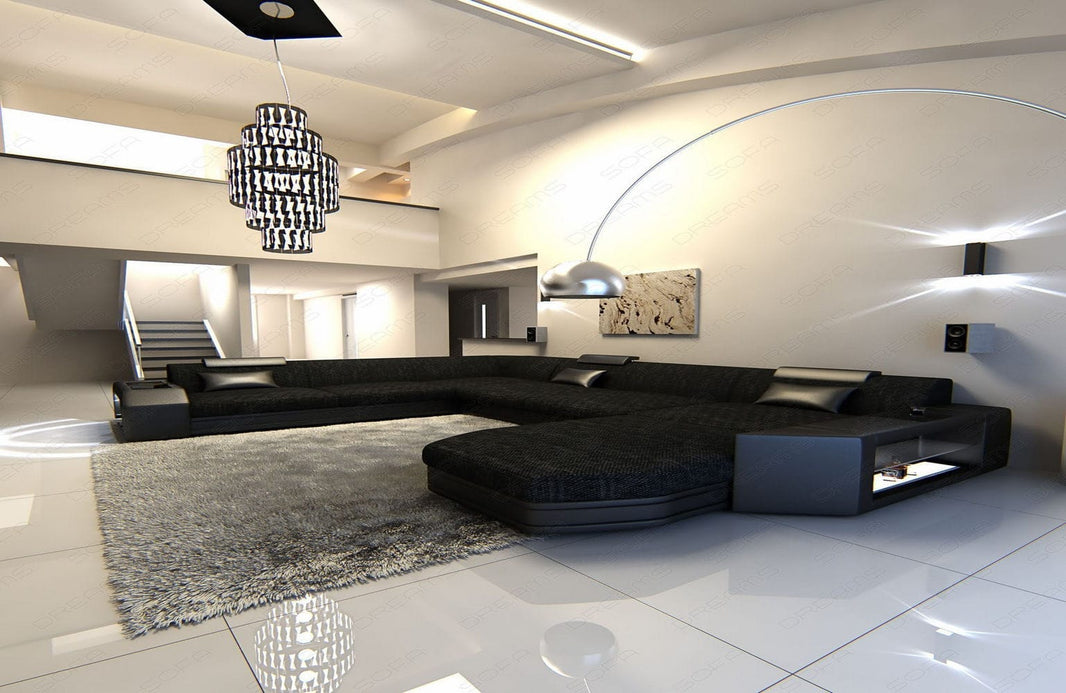 Wohnlandschaft Prato XXL U-Form in Stoff