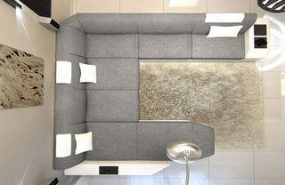 Wohnlandschaft Prato XXL U-Form in Stoff Grau-Weiß