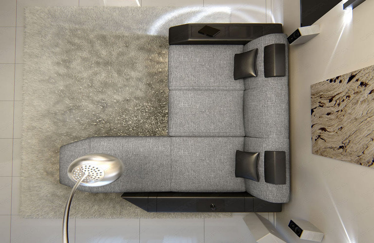 Ecksofa Prato L-Form aus Stoff Grau-Schwarz